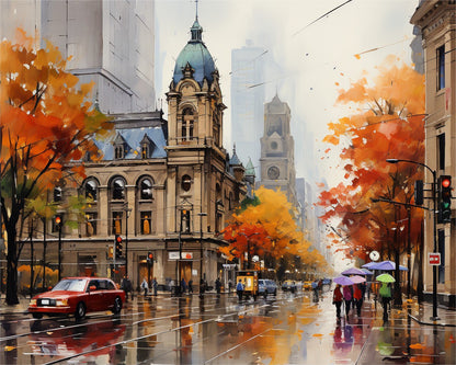 Autumn City Street – Paint by Numbers Kit