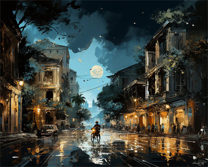 Moonlit City Street – Paint by Numbers Kit