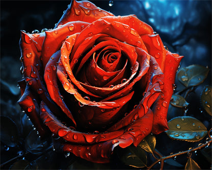 Dew-Kissed Red Rose – Paint by Numbers Kit