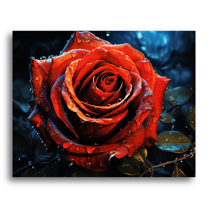Dew-Kissed Red Rose – Paint by Numbers Kit