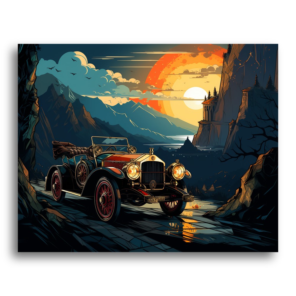 Vintage Car Sunset – Paint by Numbers Kit