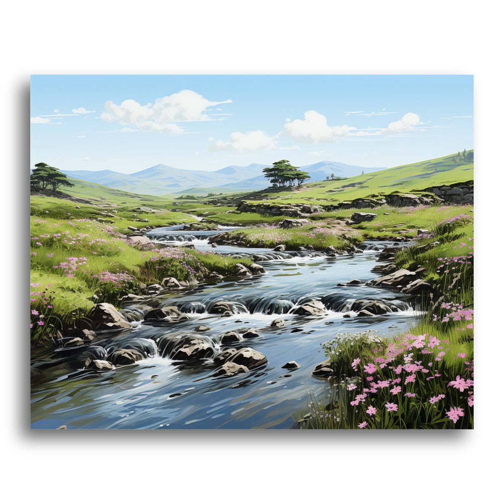 Mountain Stream Meadow – Paint by Numbers Kit