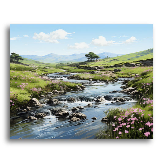 Mountain Stream Meadow – Paint by Numbers Kit
