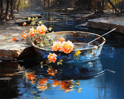 Rustic Floral Boat – Paint by Numbers Kit