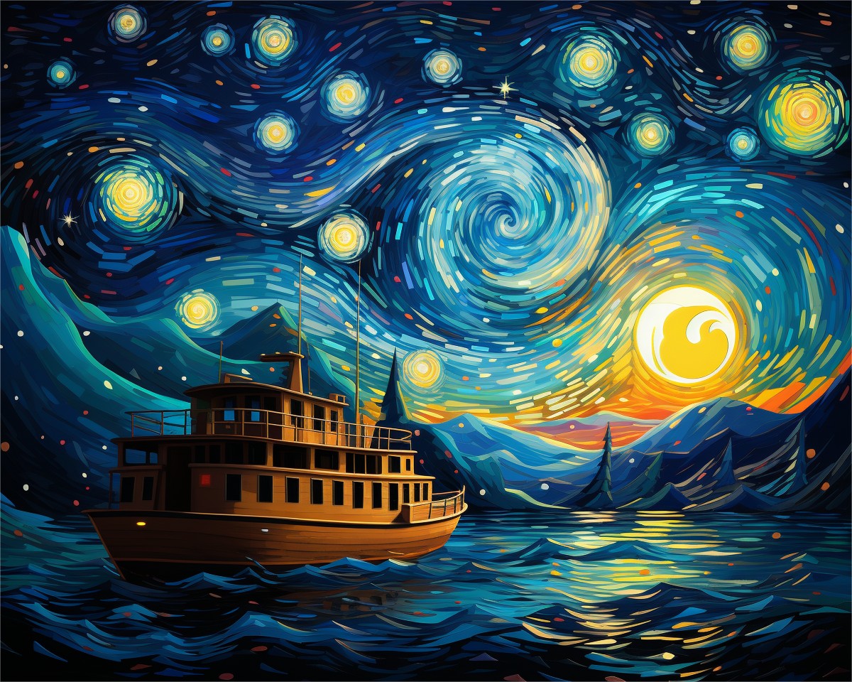 Starry Night Boat – Paint by Numbers Kit