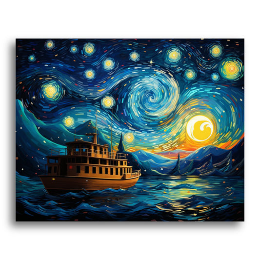 Starry Night Boat – Paint by Numbers Kit