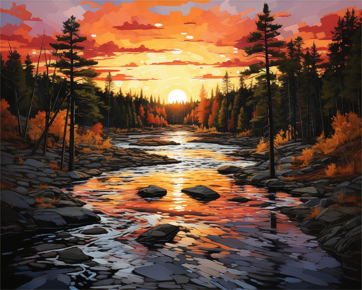 Sunset River Forest – Paint by Numbers Kit