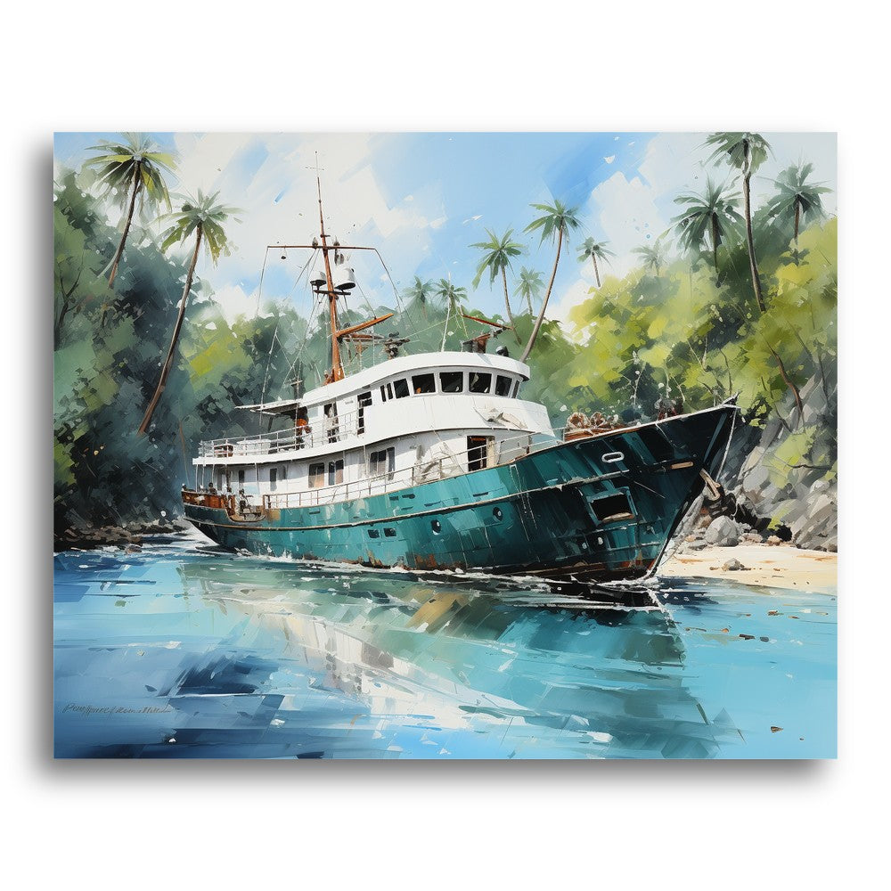 Tropical Harbor Vessel – Paint by Numbers Kit