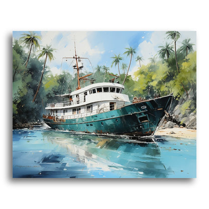 Tropical Harbor Vessel – Paint by Numbers Kit