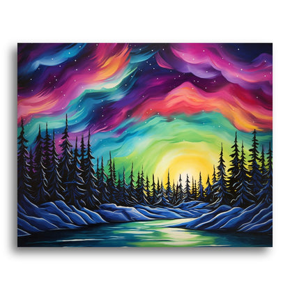 Northern Lights Forest – Paint by Numbers Kit