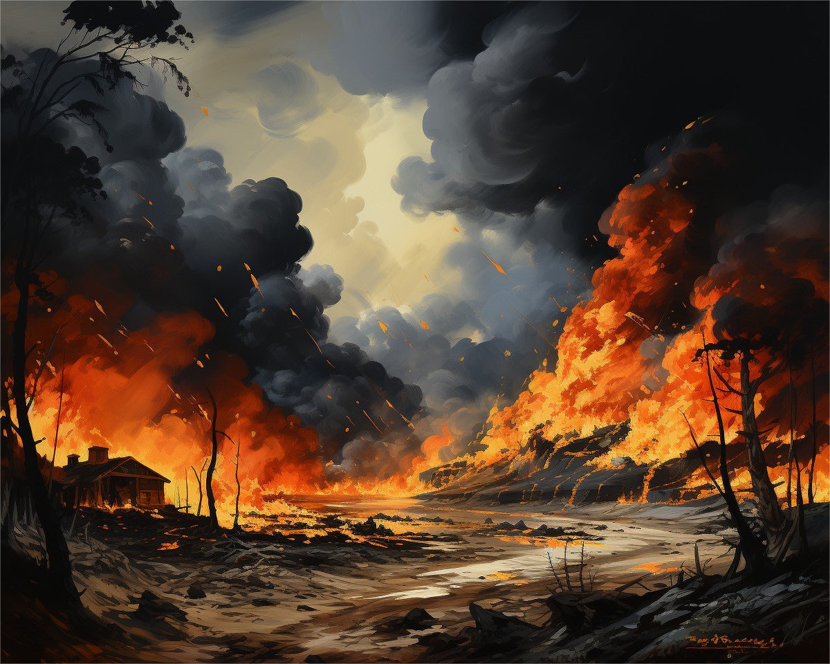 Wildfire Blaze Landscape – Paint by Numbers Kit