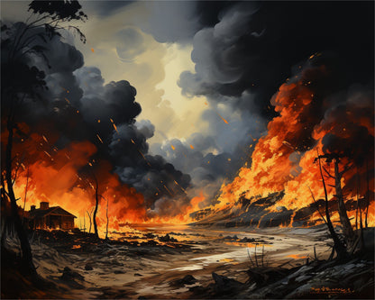 Wildfire Blaze Landscape – Paint by Numbers Kit