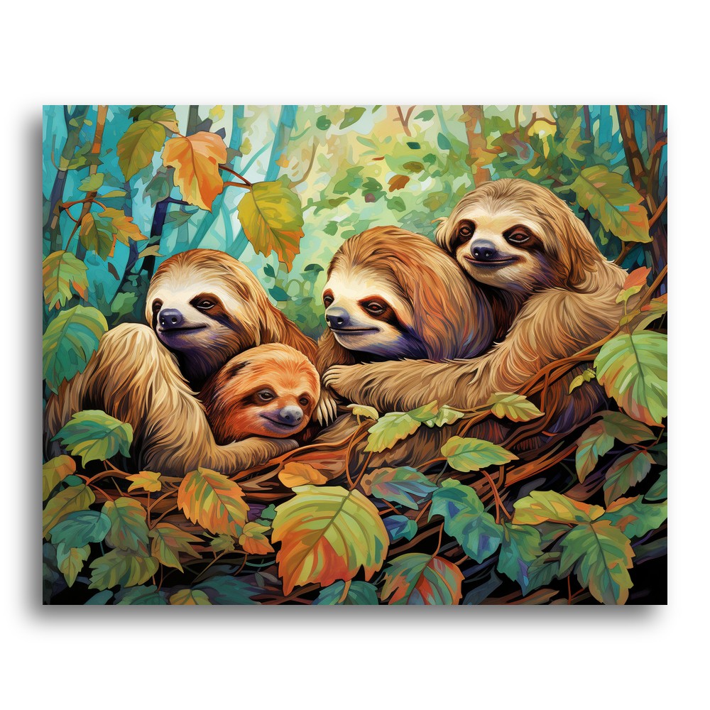 Serene Sloth Family – Paint by Numbers Kit