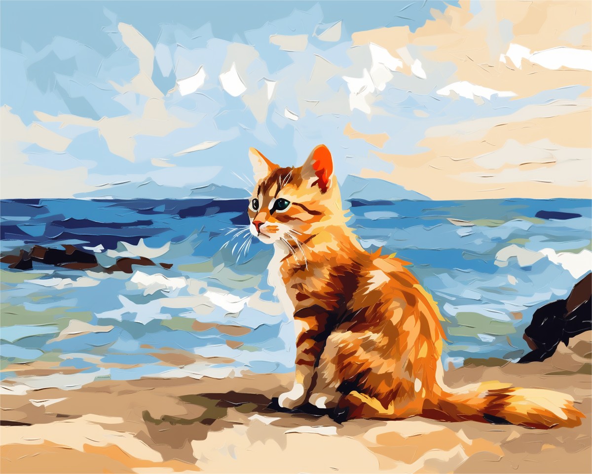 Seaside Ginger Cat – Paint by Numbers Kit