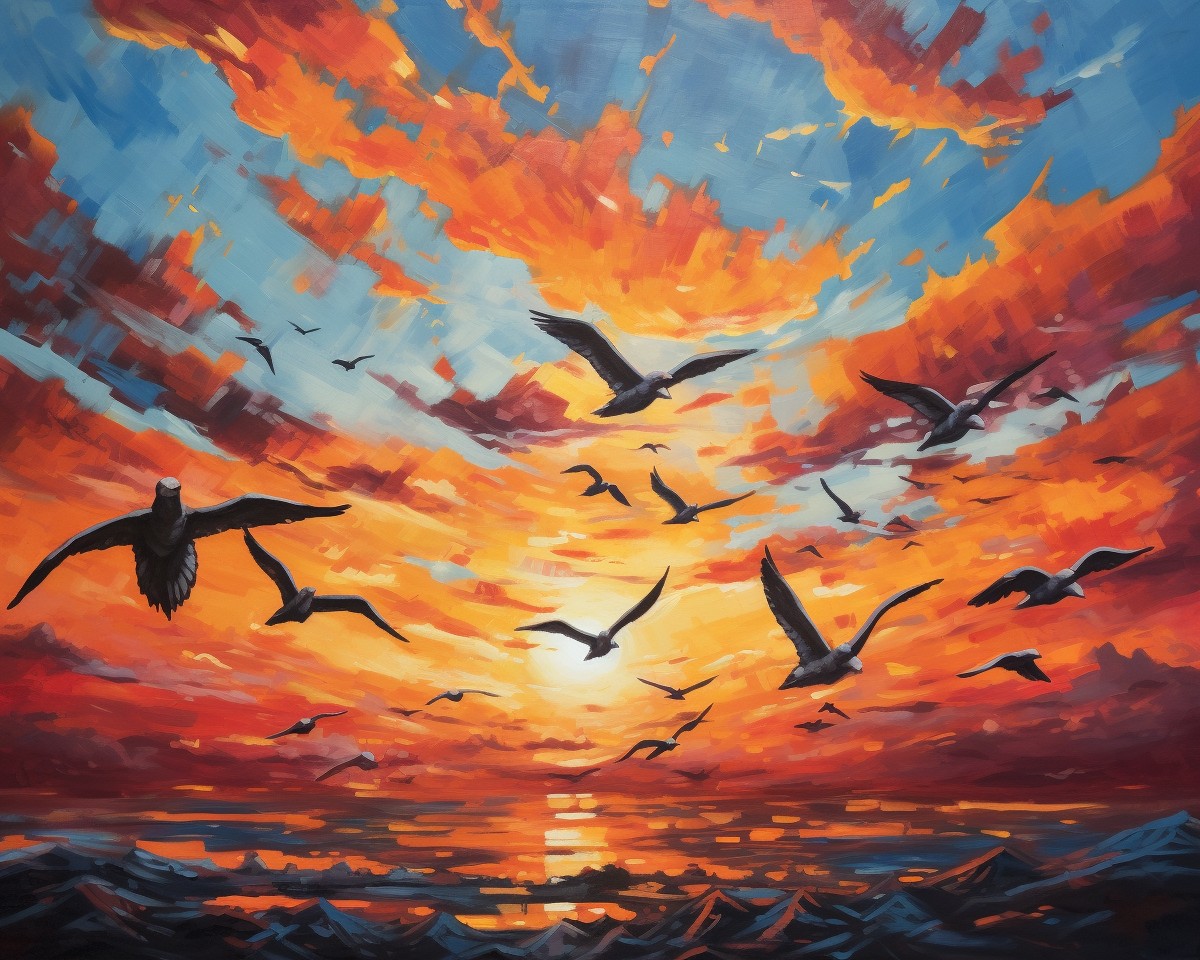 Sunset Seagull Flight – Paint by Numbers Kit