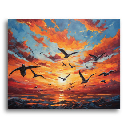 Sunset Seagull Flight – Paint by Numbers Kit
