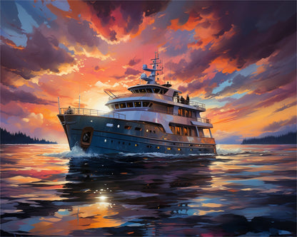 Sunset Yacht Voyage – Paint by Numbers Kit