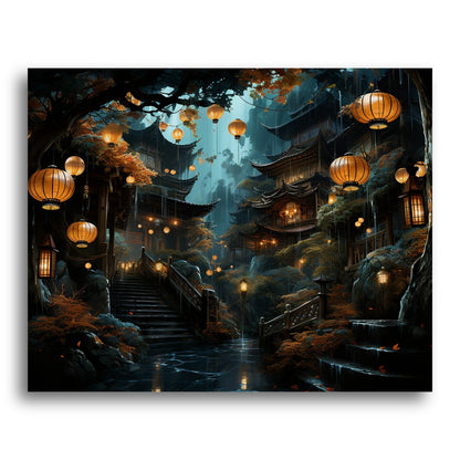 Lantern Lit Asian Village – Paint by Numbers Kit