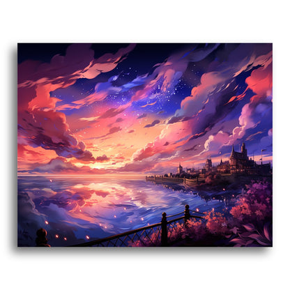 Twilight Coastal Village – Paint by Numbers Kit