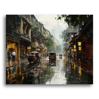 Rainy Vintage Street – Paint by Numbers Kit