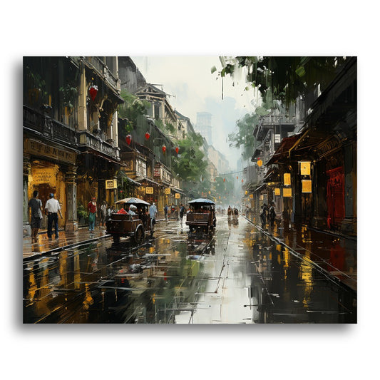 Rainy Vintage Street – Paint by Numbers Kit