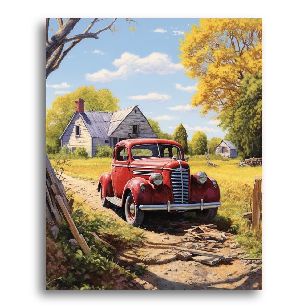 Vintage Red Pickup – Paint by Numbers Kit