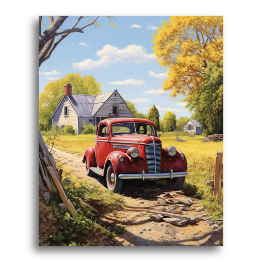 Vintage Red Pickup – Paint by Numbers Kit