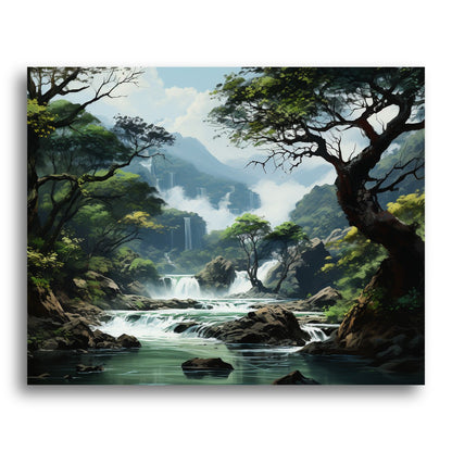 Misty Mountain Waterfalls – Paint by Numbers Kit
