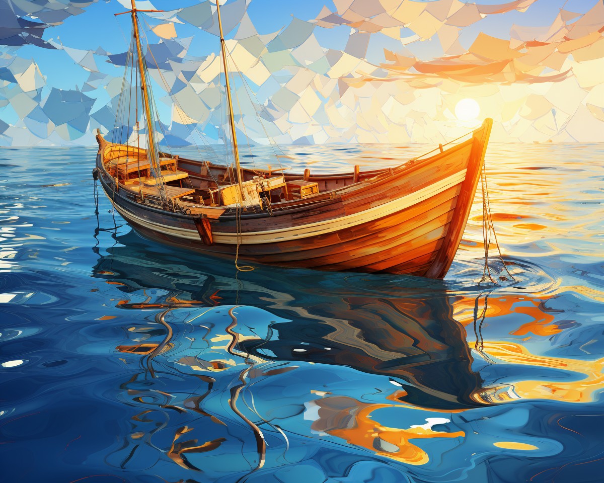 Sunset Wooden Sailboat – Paint by Numbers Kit