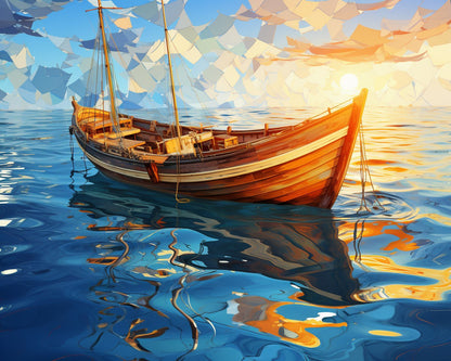 Sunset Wooden Sailboat – Paint by Numbers Kit