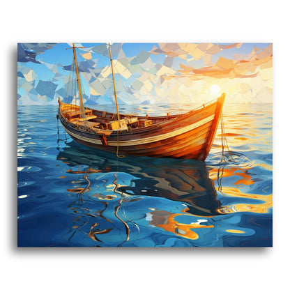 Sunset Wooden Sailboat – Paint by Numbers Kit