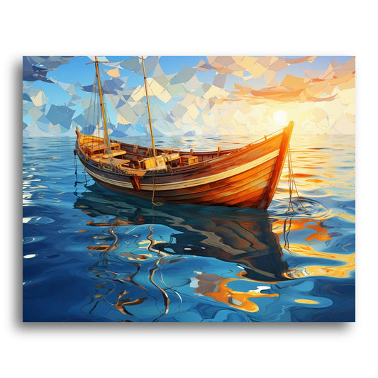 Sunset Wooden Sailboat – Paint by Numbers Kit