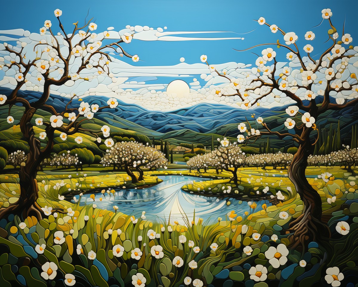 Blossoming Orchard Landscape – Paint by Numbers Kit