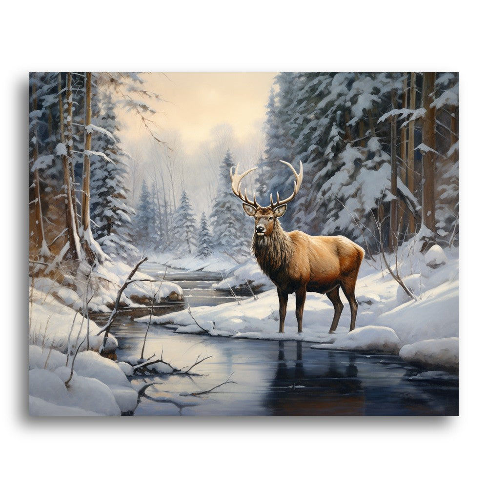 Winter Elk Reflection – Paint by Numbers Kit