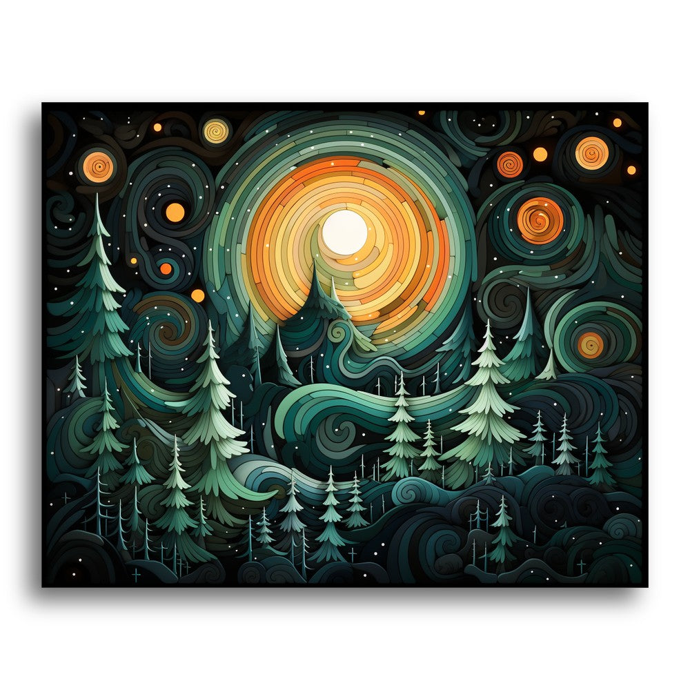Moonlit Pine Forest – Paint by Numbers Kit