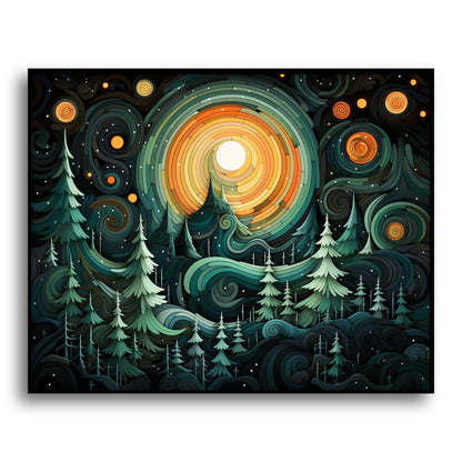 Moonlit Pine Forest – Paint by Numbers Kit