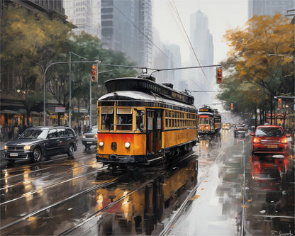 Rainy City Streetcar – Paint by Numbers Kit