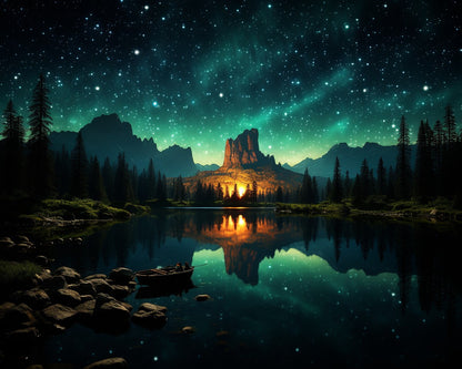 Starlit Mountain Lake – Paint by Numbers Kit