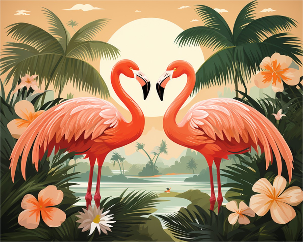 Tropical Flamingo Sunset – Paint by Numbers Kit