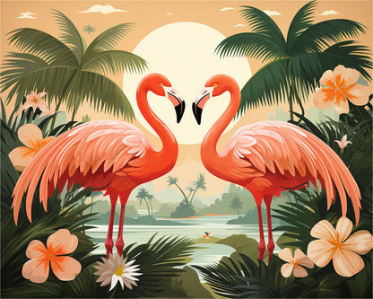 Tropical Flamingo Sunset – Paint by Numbers Kit