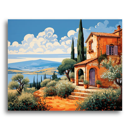 Tuscan Villa Landscape – Paint by Numbers Kit