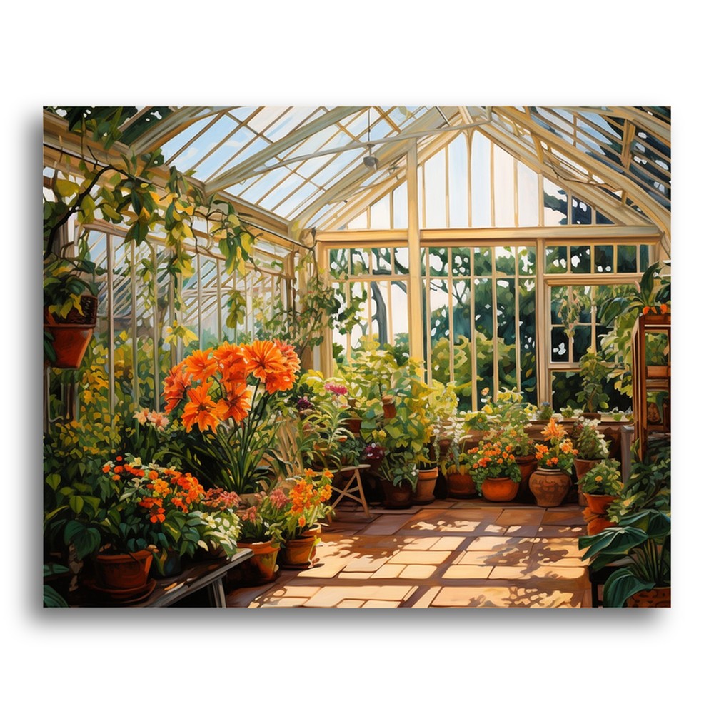 Sunlit Greenhouse Blooms – Paint by Numbers Kit