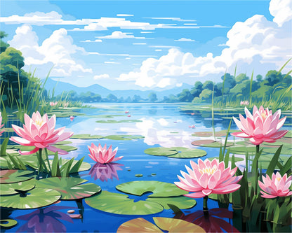 Tranquil Lotus Pond – Paint by Numbers Kit