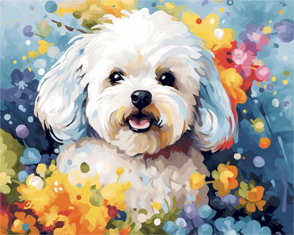 Fluffy White Dog – Paint by Numbers Kit