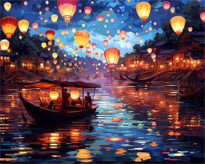 Lantern Festival Boats – Paint by Numbers Kit