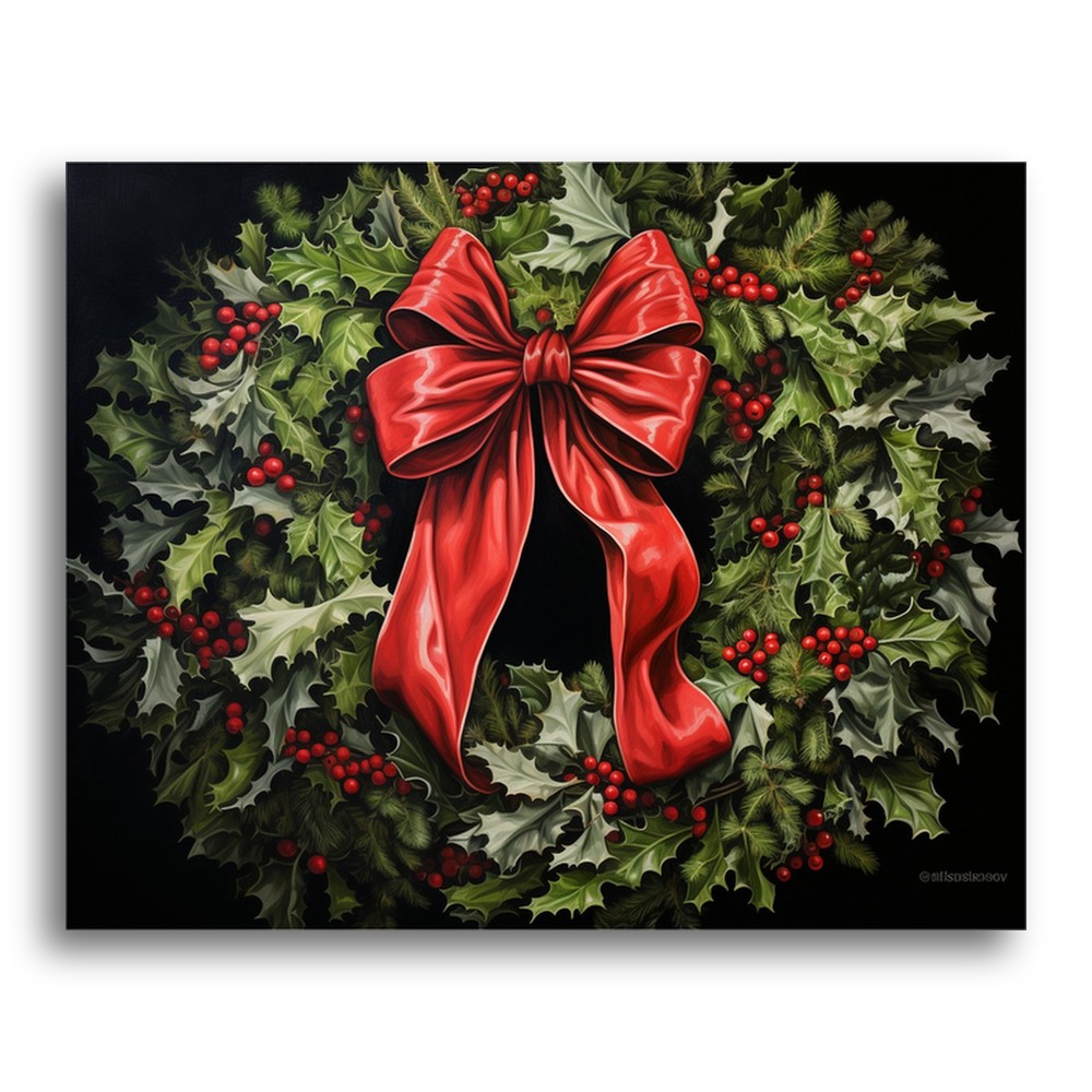 Classic Holly Wreath – Paint by Numbers Kit
