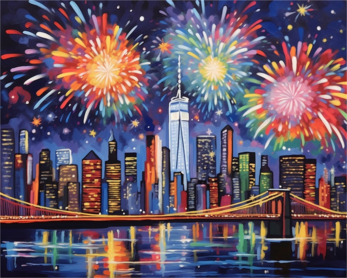 City Skyline Fireworks – Paint by Numbers Kit