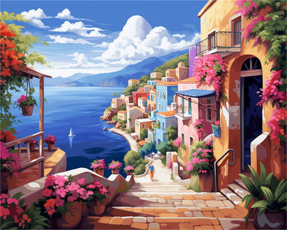 Coastal Village Stroll – Paint by Numbers Kit