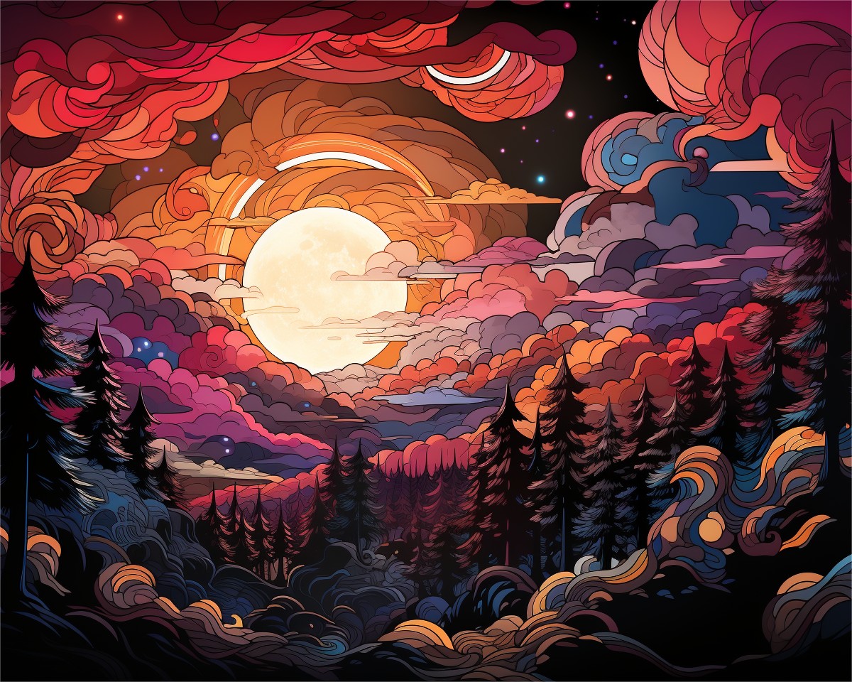 Luminous Moonlit Forest – Paint by Numbers Kit