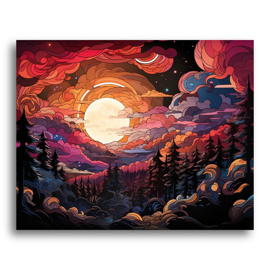 Luminous Moonlit Forest – Paint by Numbers Kit